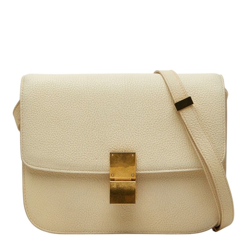 Celine Classic Box Shoulder Bag Ivory Leather
