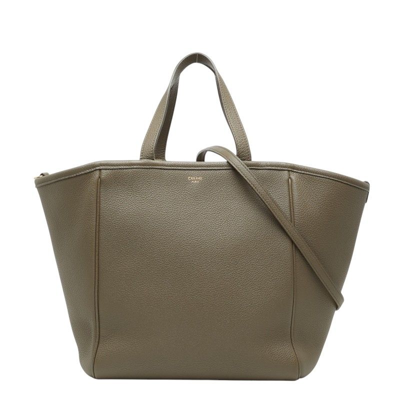Celine Small Fold Cover 2-Way Shoulder Bag Beige Leather