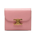 Celine Triomphe Small Flap Wallet Trifold Pink Leather