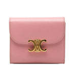 Celine Triomphe Small Flap Wallet Trifold Pink Leather