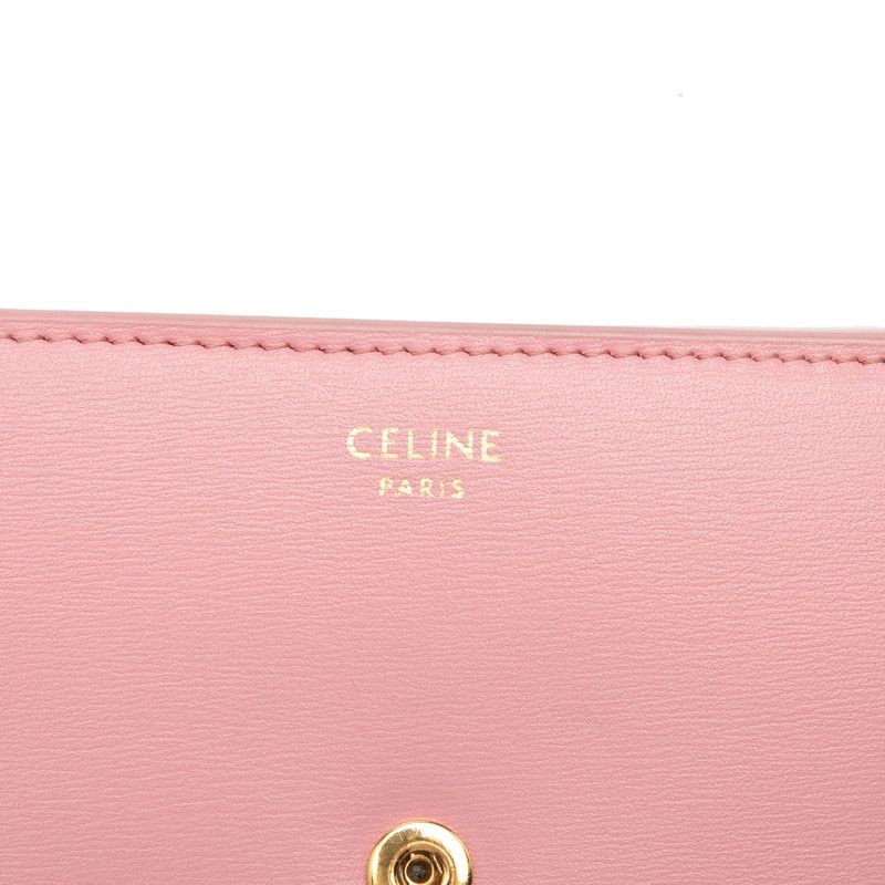 Celine Triomphe Small Flap Wallet Trifold Pink Leather — view 7