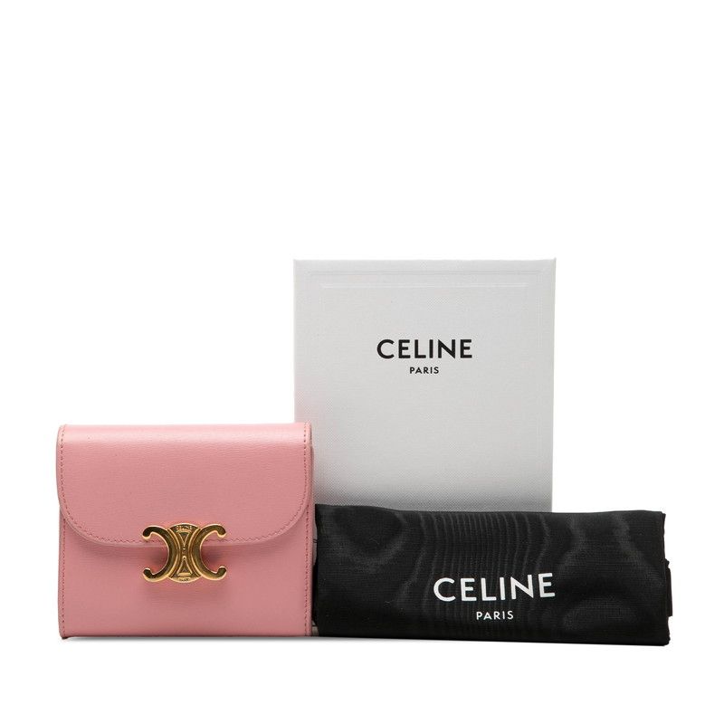 Celine Triomphe Small Flap Wallet Trifold Pink Leather — view 8