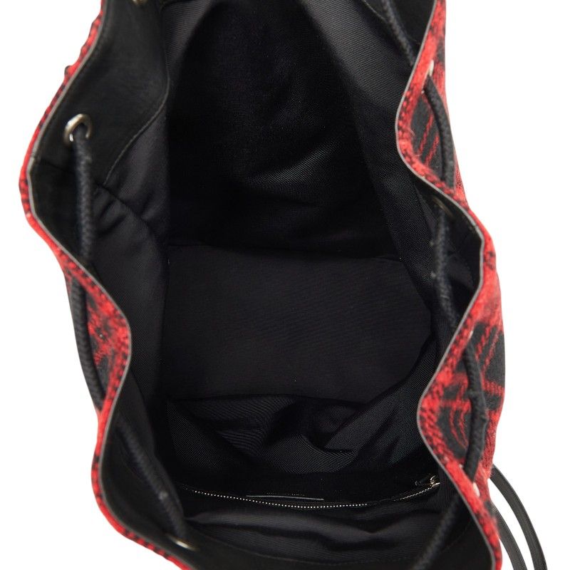 Saint Laurent Tweed Backpack Drawstring Red Leather — view 9