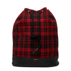 Saint Laurent Tweed Backpack Drawstring Red Leather