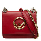Fendi Mini Canai Chain Shoulder Bag Red Leather