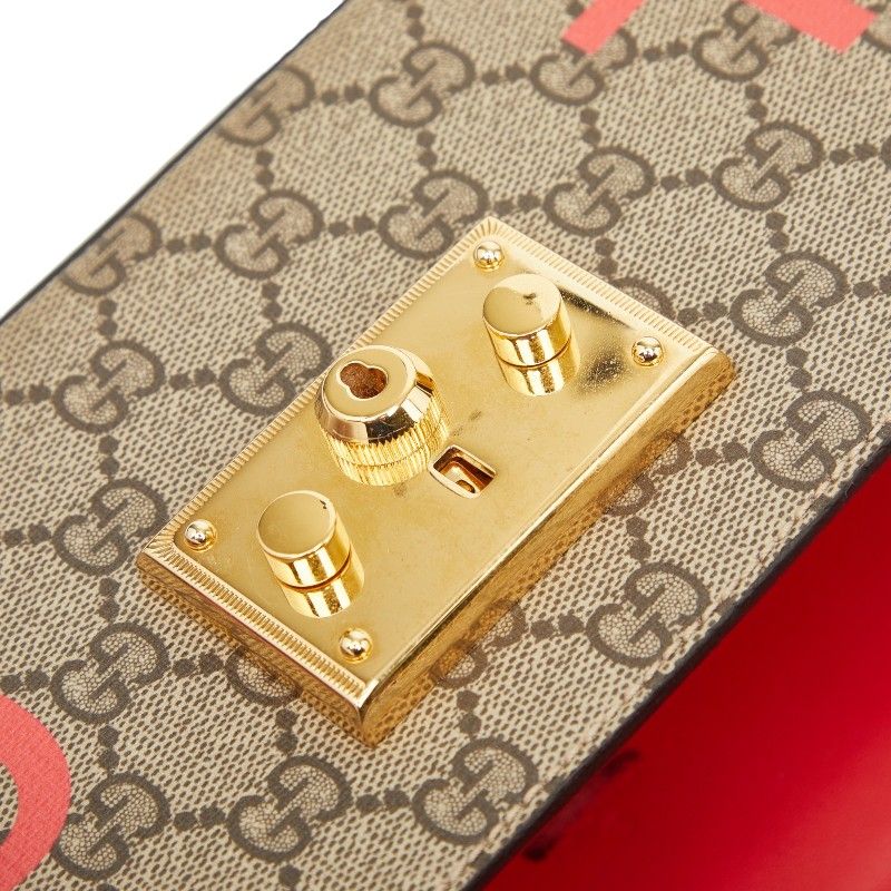 Gucci GG Small Bamboo Chain Shoulder Bag 2-Way Beige Red Leather — view 9