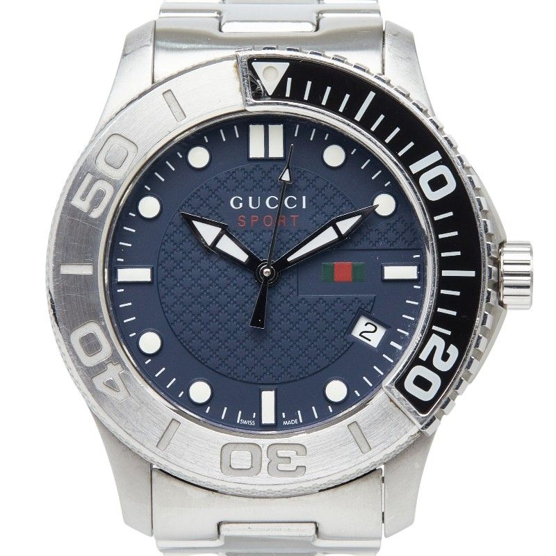 Gucci Timeless Sports Watch Navy Silver Stainless Steel
