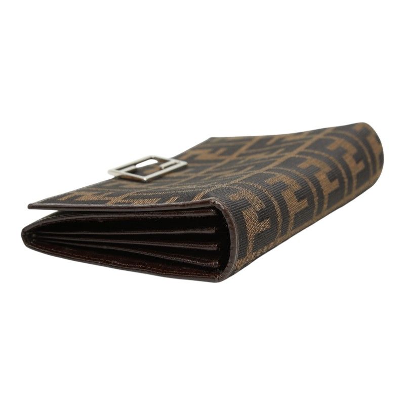 Fendi Zucca Wallet Brown Black Canvas Leather — view 5