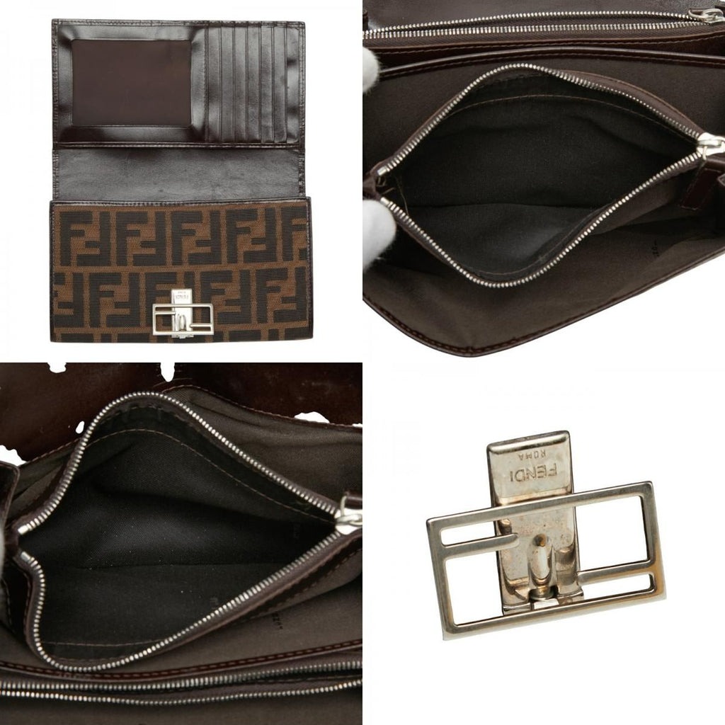 Fendi Zucca Wallet Brown Black Canvas Leather — view 9