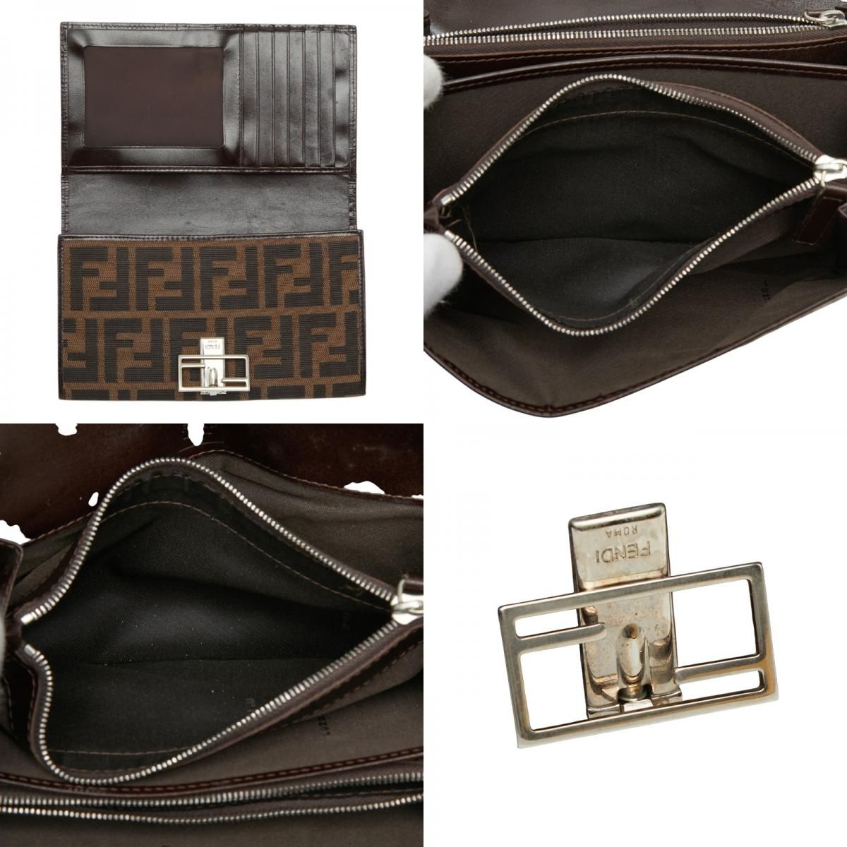 Fendi Zucca Wallet Brown Black Canvas Leather — view 9