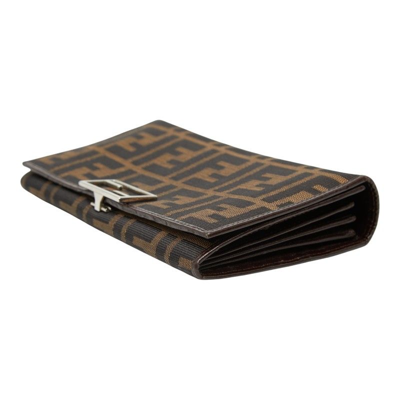 Fendi Zucca Wallet Brown Black Canvas Leather — view 6
