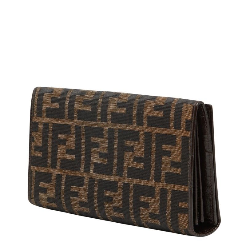 Fendi Zucca Wallet Brown Black Canvas Leather — view 2