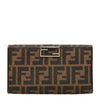 Fendi Zucca Wallet Brown Black Canvas Leather