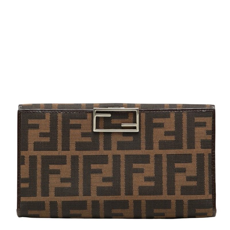 Fendi Zucca Wallet Brown Black Canvas Leather