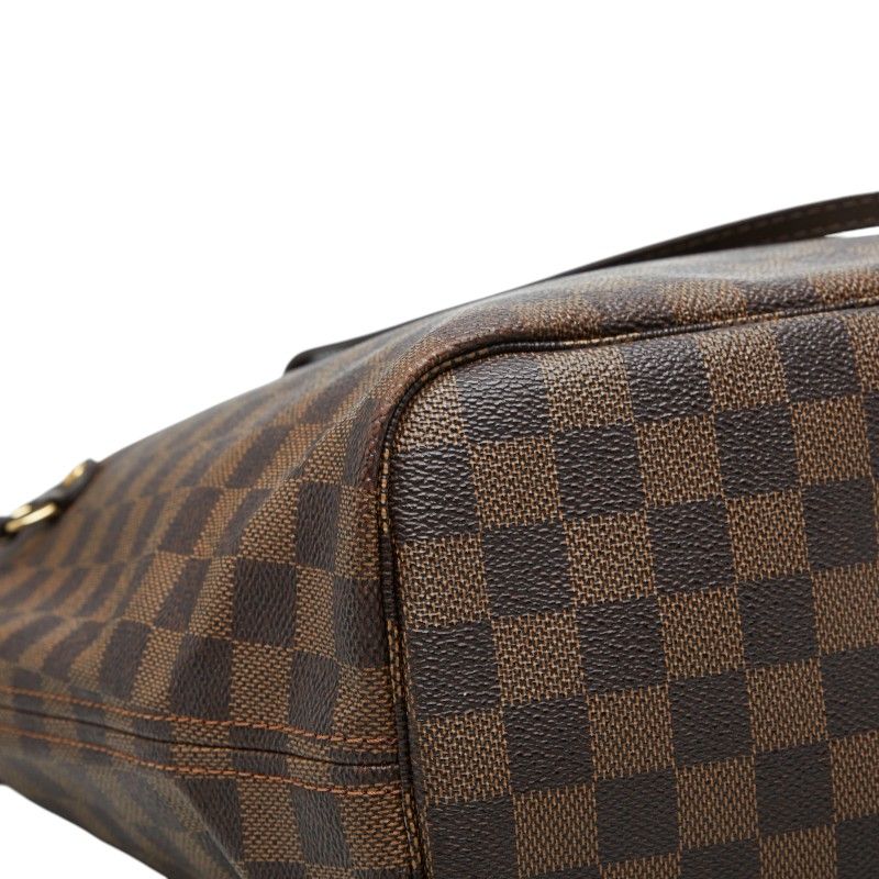 Louis Vuitton Damier Neverfull MM Tote Shoulder Bag Brown Leather — view 7