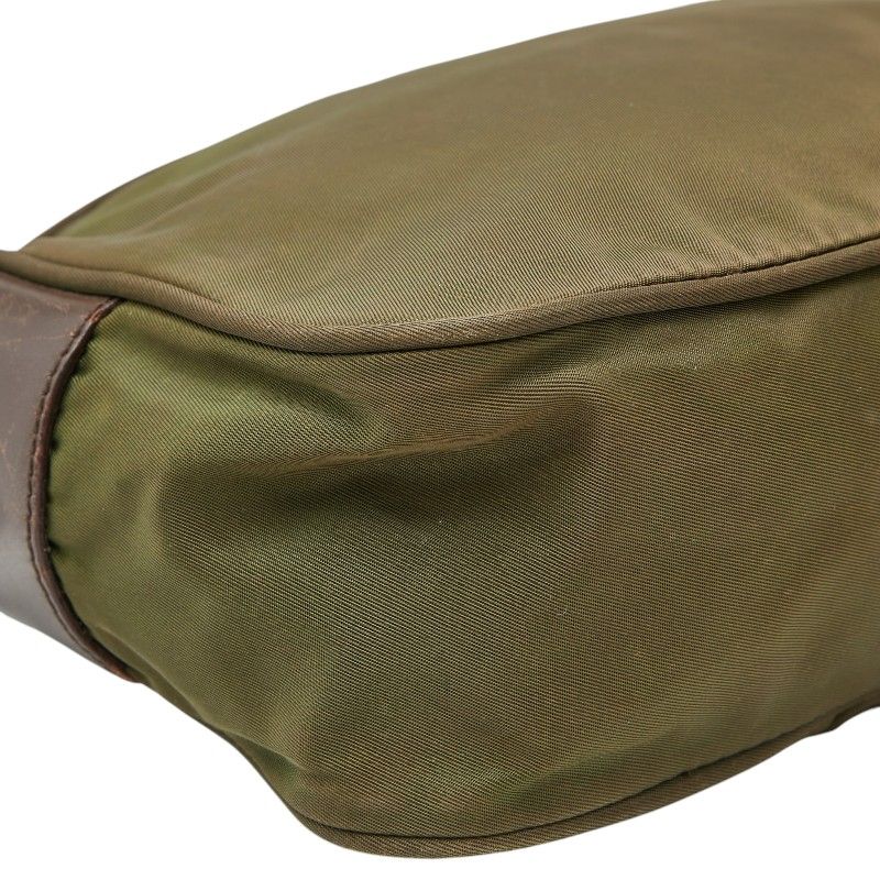 Prada Vela Sports Shoulder Bag Pochette Khaki Green Nylon Leather — view 7
