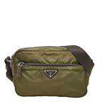 Prada Vela Sports Shoulder Bag Pochette Khaki Green Nylon Leather