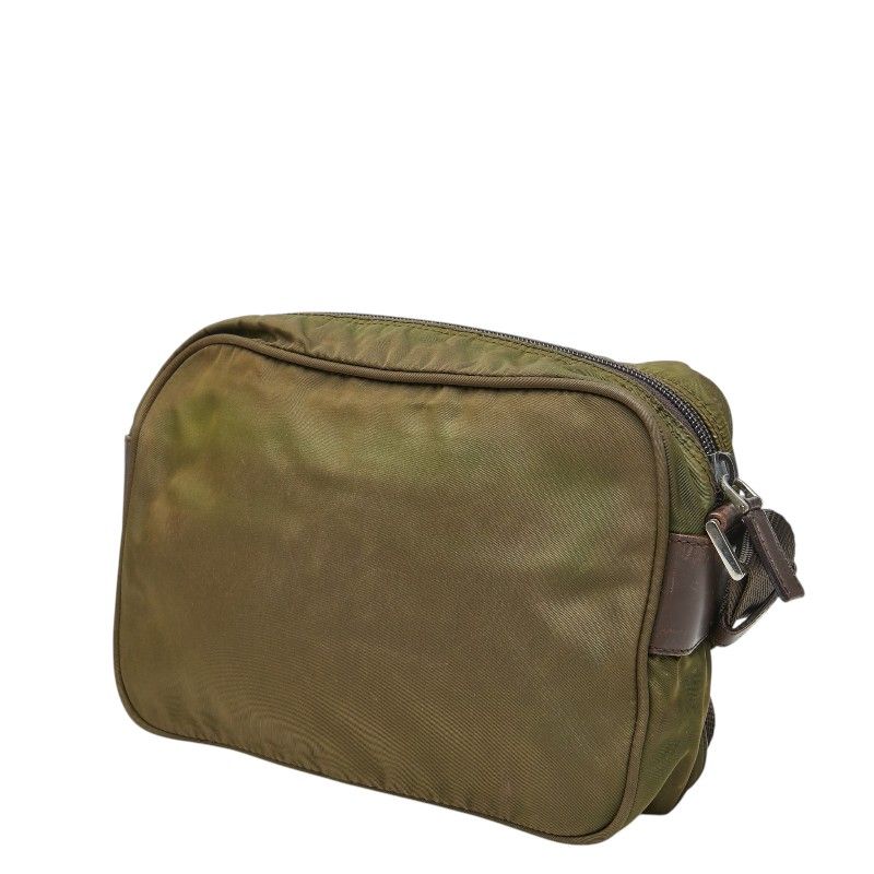 Prada Vela Sports Shoulder Bag Pochette Khaki Green Nylon Leather — view 2