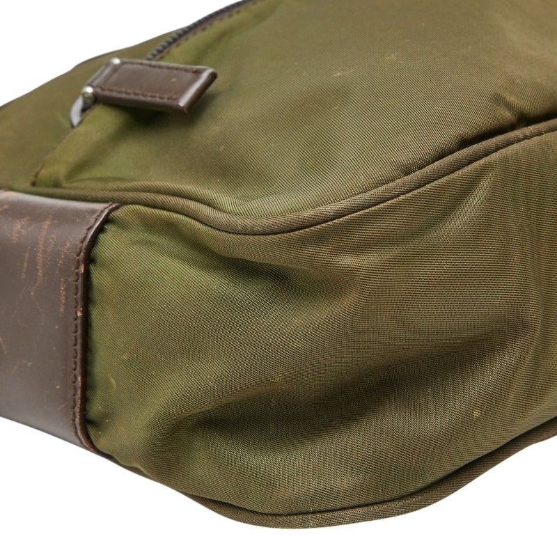 Prada Vela Sports Shoulder Bag Pochette Khaki Green Nylon Leather — view 5