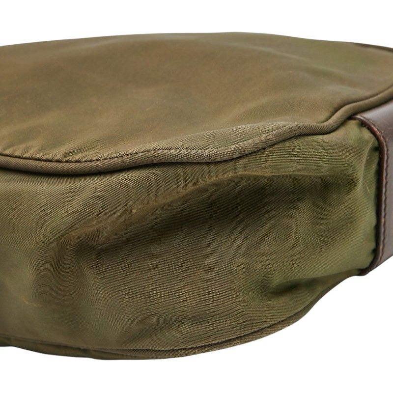 Prada Vela Sports Shoulder Bag Pochette Khaki Green Nylon Leather — view 6