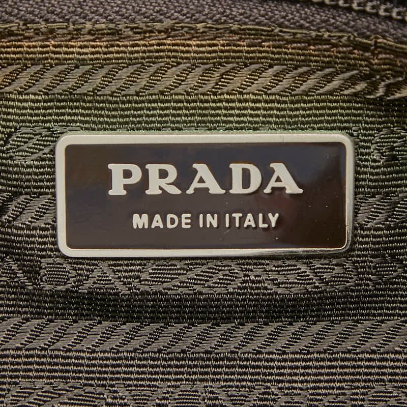 Prada Vela Sports Shoulder Bag Pochette Khaki Green Nylon Leather — view 9