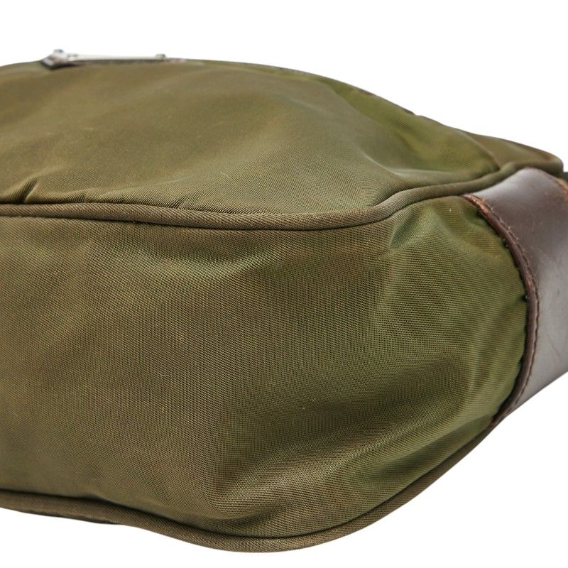 Prada Vela Sports Shoulder Bag Pochette Khaki Green Nylon Leather — view 4