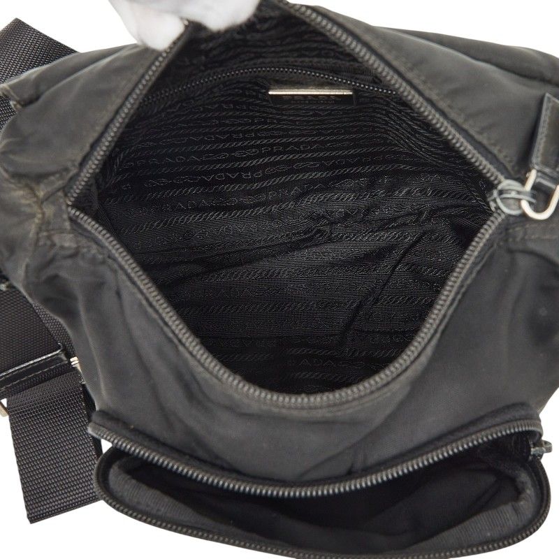 Prada Crossbody Shoulder Bag Black Nylon Leather — view 8
