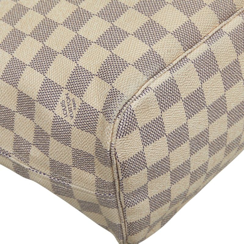 Louis Vuitton Damier Azur Neverfull MM Tote Shoulder Bag White Leather — view 7