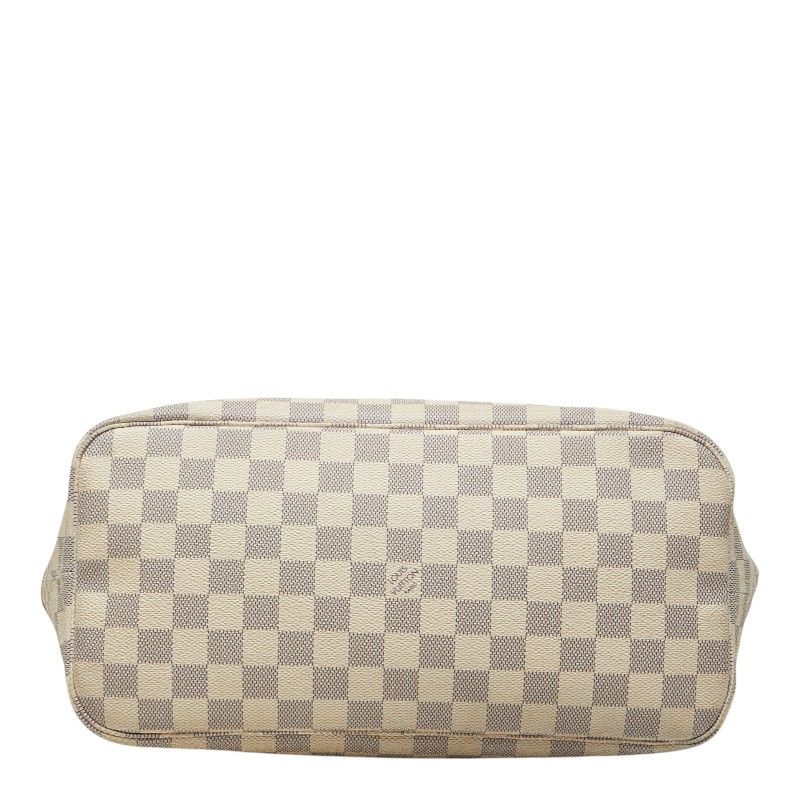 Louis Vuitton Damier Azur Neverfull MM Tote Shoulder Bag White Leather — view 3