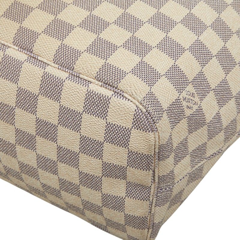 Louis Vuitton Damier Azur Neverfull MM Tote Shoulder Bag White Leather — view 6