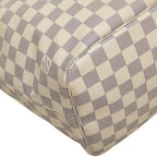 Louis Vuitton Damier Azur Neverfull MM Tote Shoulder Bag White Leather — view 5