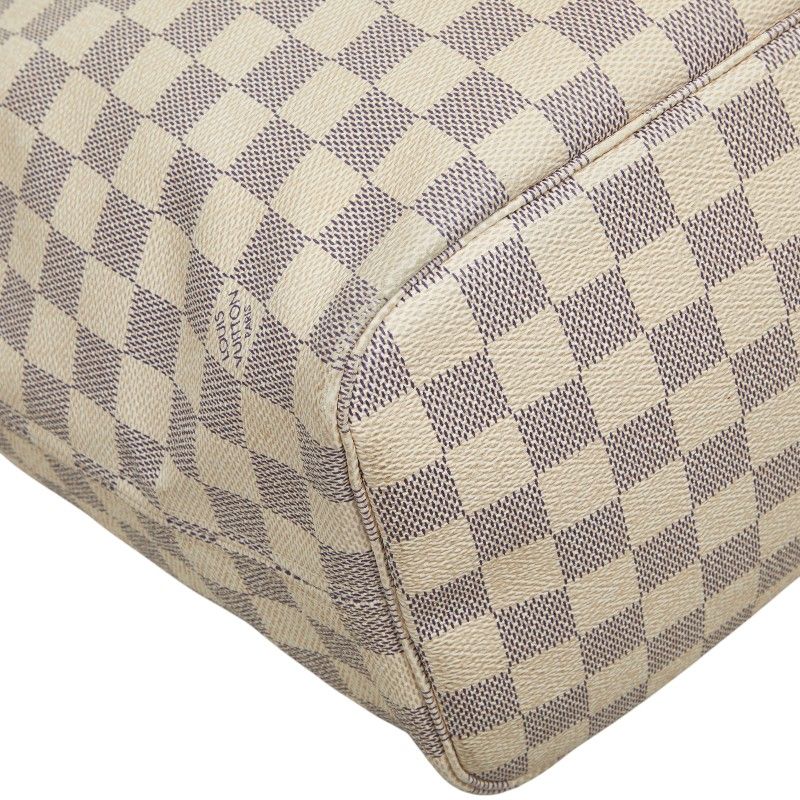 Louis Vuitton Damier Azur Neverfull MM Tote Shoulder Bag White Leather — view 5