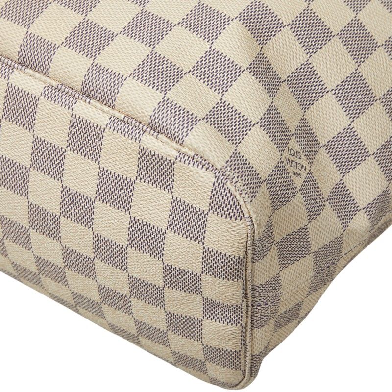 Louis Vuitton Damier Azur Neverfull MM Tote Shoulder Bag White Leather — view 4