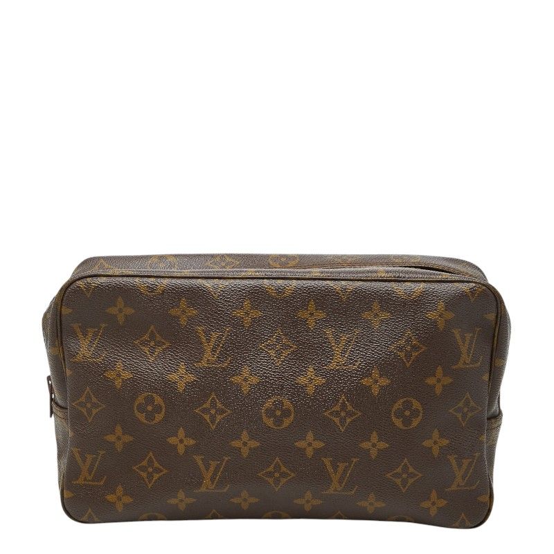 Louis Vuitton Monogram Trousse Toilet 28 Clutch Brown Leather