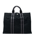 Hermes Fourre Tout MM Tote Black Gray Canvas