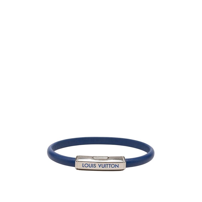 Louis Vuitton Clip It Bracelet Blue Silver Leather Metal