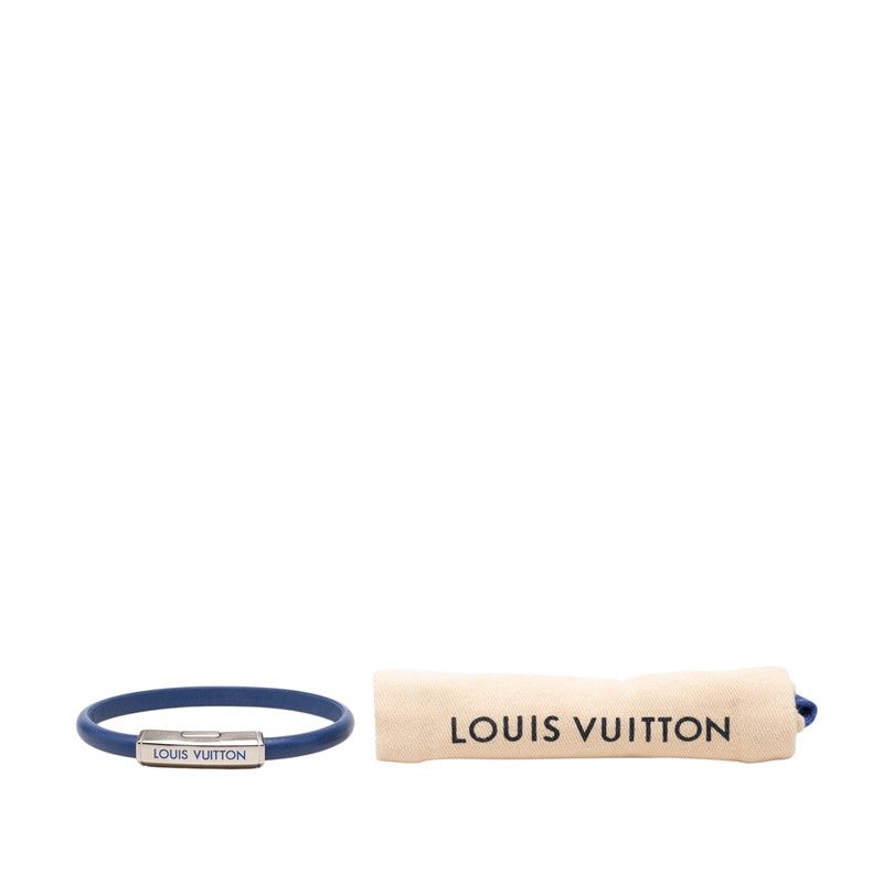 Louis Vuitton Clip It Bracelet Blue Silver Leather Metal — view 8