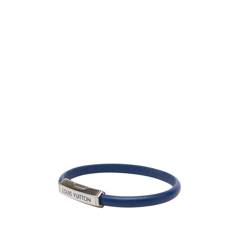 Louis Vuitton Clip It Bracelet Blue Silver Leather Metal — view 2