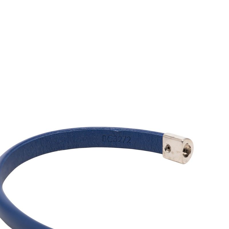 Louis Vuitton Clip It Bracelet Blue Silver Leather Metal — view 7