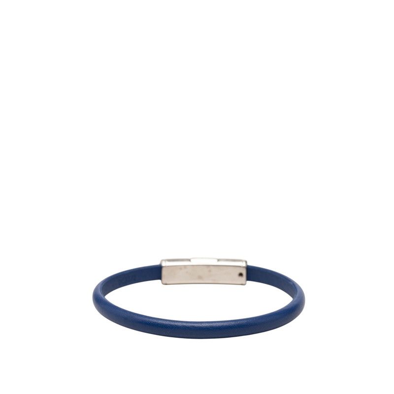 Louis Vuitton Clip It Bracelet Blue Silver Leather Metal — view 3