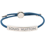 Louis Vuitton Bracelet LV Space Logo Plate Blue Silver Metal Nylon — view 5