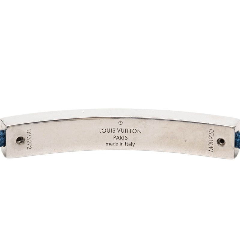 Louis Vuitton Bracelet LV Space Logo Plate Blue Silver Metal Nylon — view 8