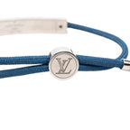 Louis Vuitton Bracelet LV Space Logo Plate Blue Silver Metal Nylon — view 4