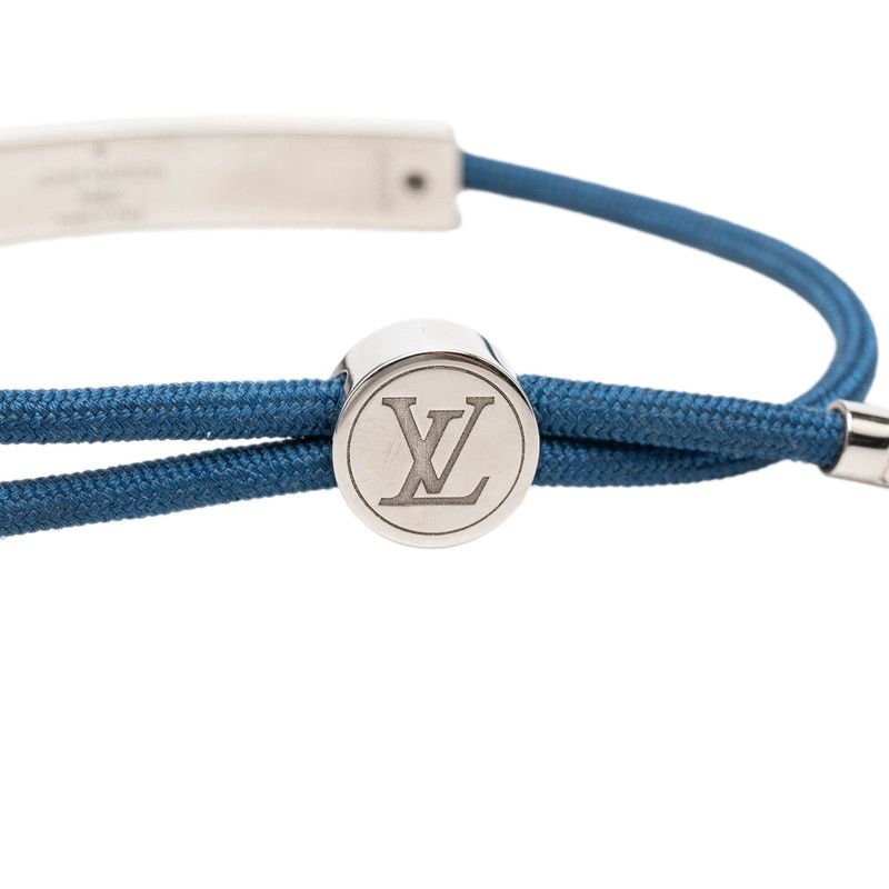 Louis Vuitton Bracelet LV Space Logo Plate Blue Silver Metal Nylon — view 4