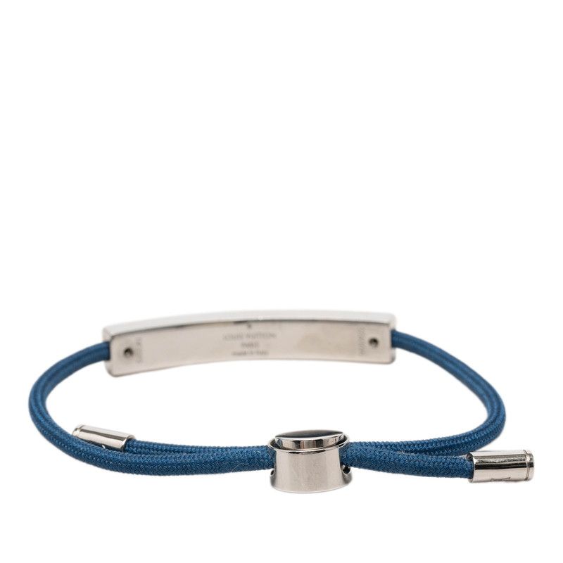 Louis Vuitton Bracelet LV Space Logo Plate Blue Silver Metal Nylon — view 3