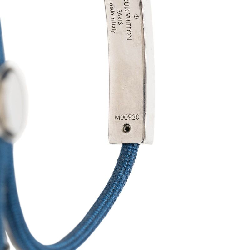 Louis Vuitton Bracelet LV Space Logo Plate Blue Silver Metal Nylon — view 6