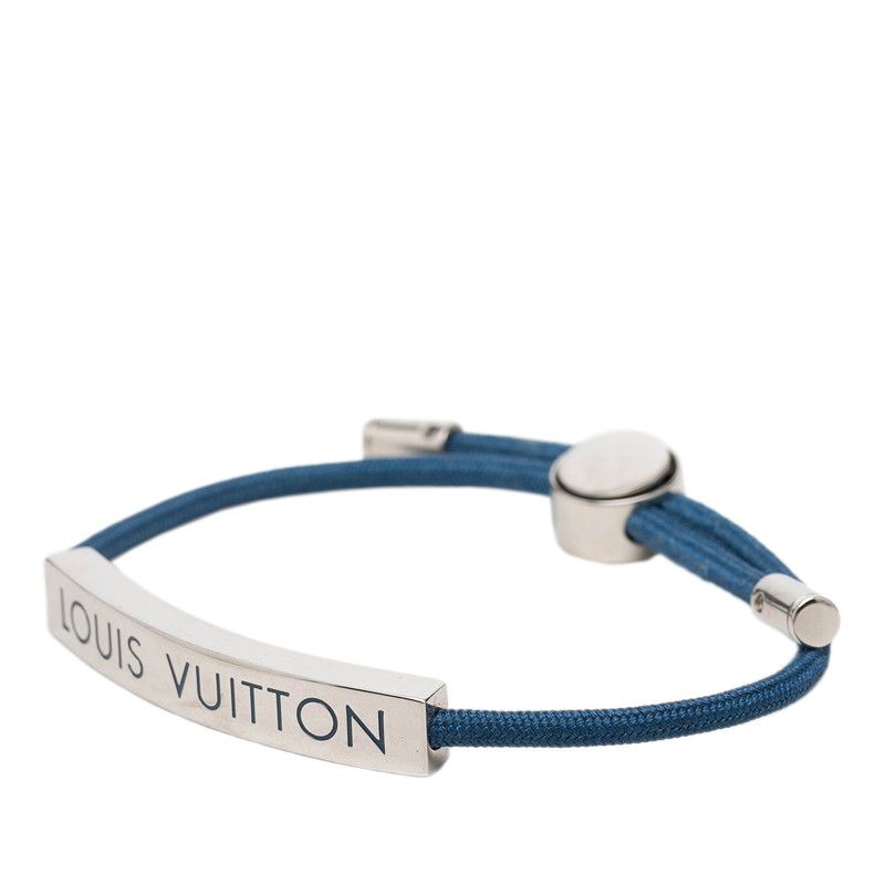 Louis Vuitton Bracelet LV Space Logo Plate Blue Silver Metal Nylon — view 2