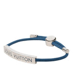 Louis Vuitton Bracelet LV Space Logo Plate Blue Silver Metal Nylon — view 2