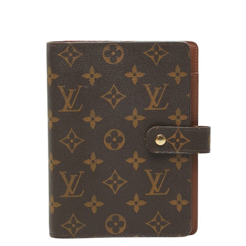 Louis Vuitton Monogram Agenda MM Notebook Cover Brown Leather