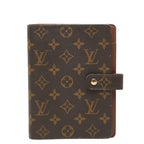 Louis Vuitton Monogram Agenda MM Notebook Cover Brown Leather